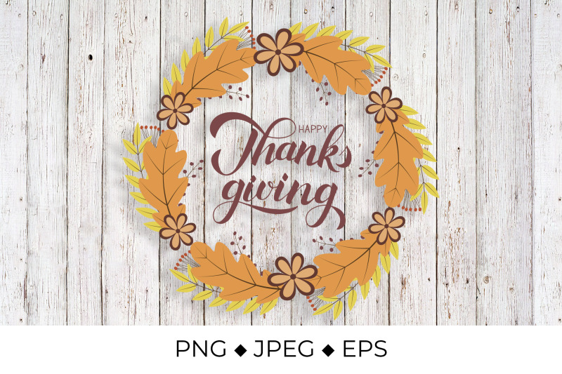 happy-thanksgiving-lettering-wreath-of-colorful-autumn-leaves