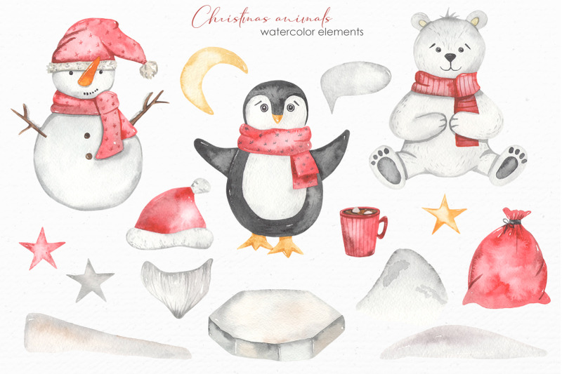 christmas-animals-watercolor