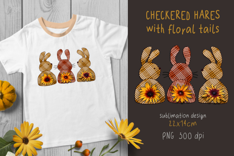 checkered-hares-with-flower-tails