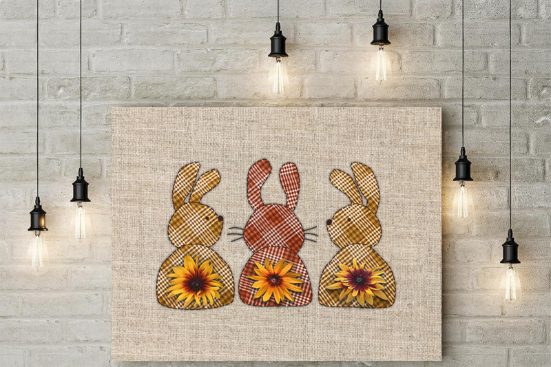 checkered-hares-with-flower-tails