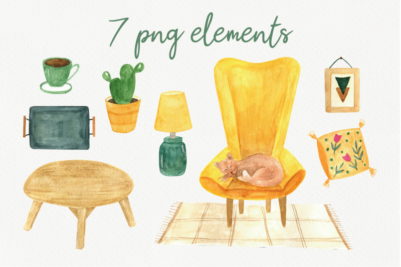 cozy-home-png-watercolor-clipart