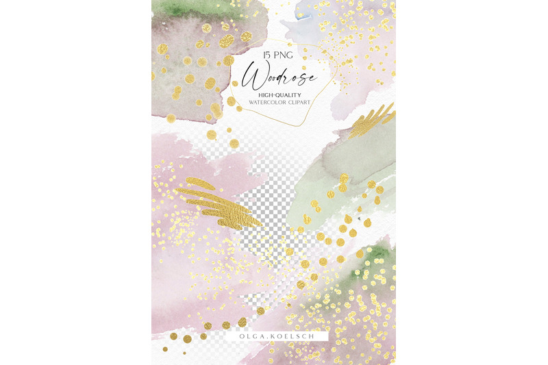 dusty-pink-watercolor-brush-strokes-png-gold-abstract-clipart