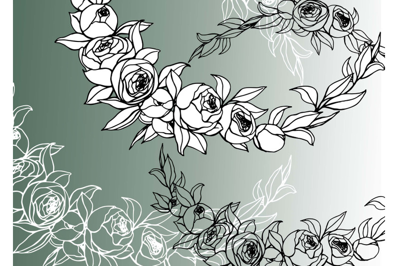 wreath-frame-with-peonies-graphic-line-hand-painted-png