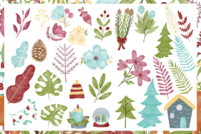 christmas-woodland-watercolor-clipart