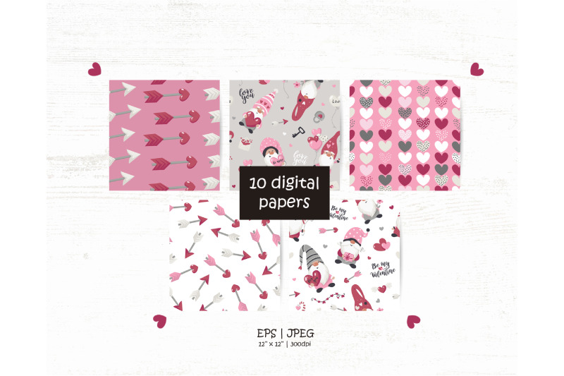valentine-gnome-digital-papers-pack