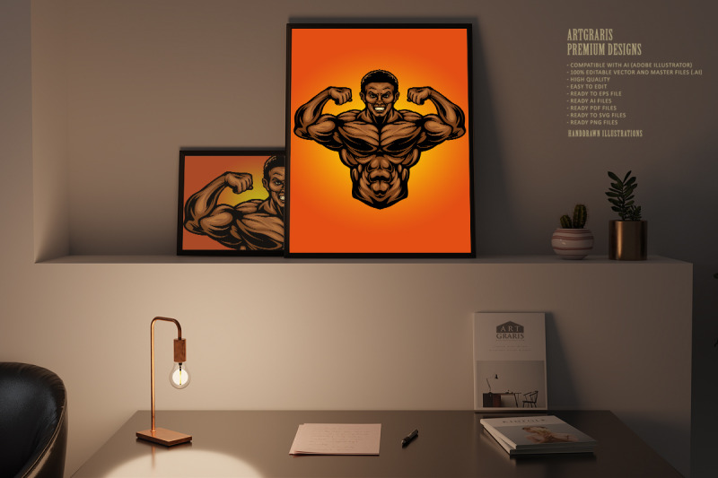 fitness-gym-power-mascot-illustrations