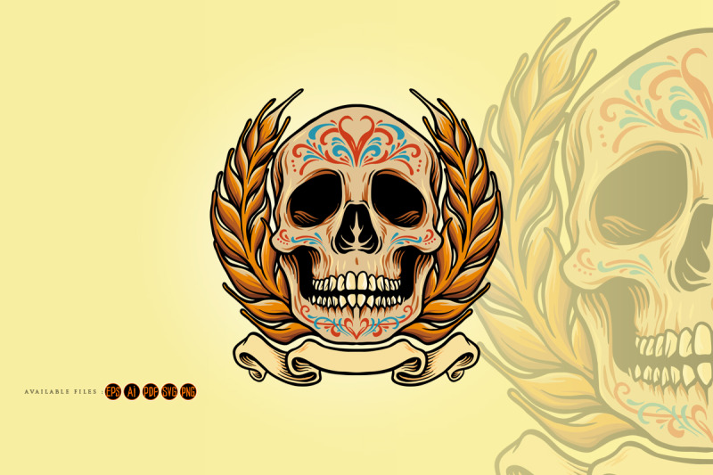 mexico-skull-muertos-with-banner-illustrations