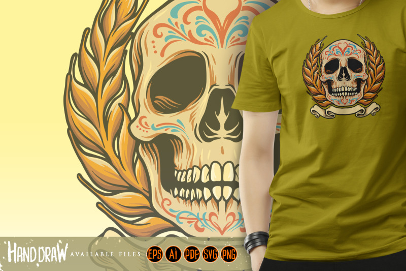 mexico-skull-muertos-with-banner-illustrations