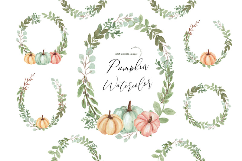 elegant-fall-autumn-pumpkin-clipart-greenery-floral-frame-pumpkin