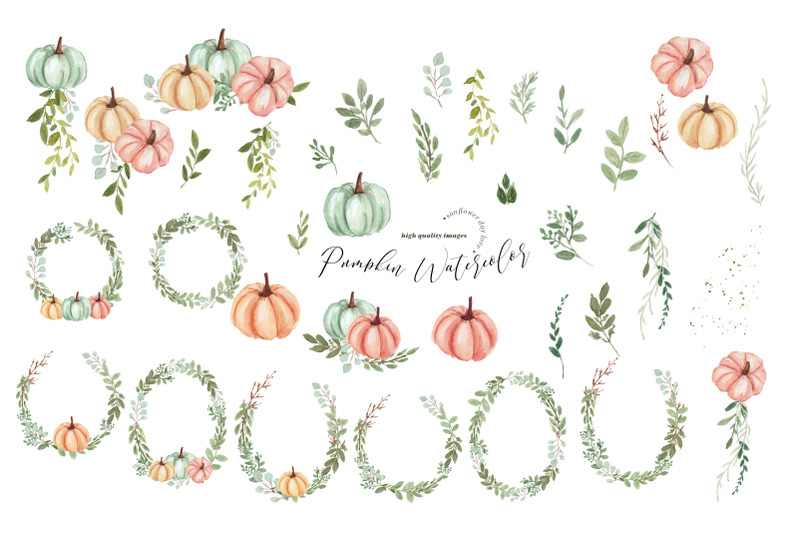 elegant-fall-autumn-pumpkin-clipart-greenery-floral-frame-pumpkin