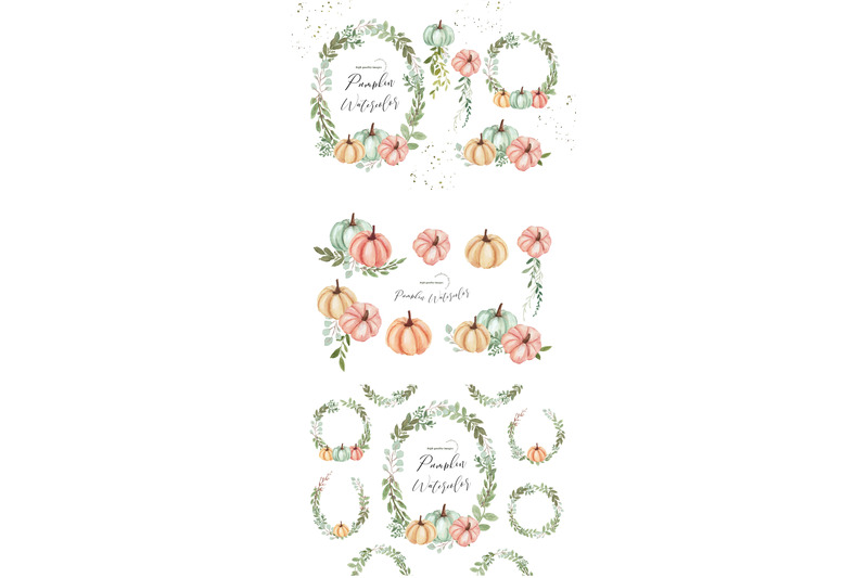 elegant-fall-autumn-pumpkin-clipart-greenery-floral-frame-pumpkin