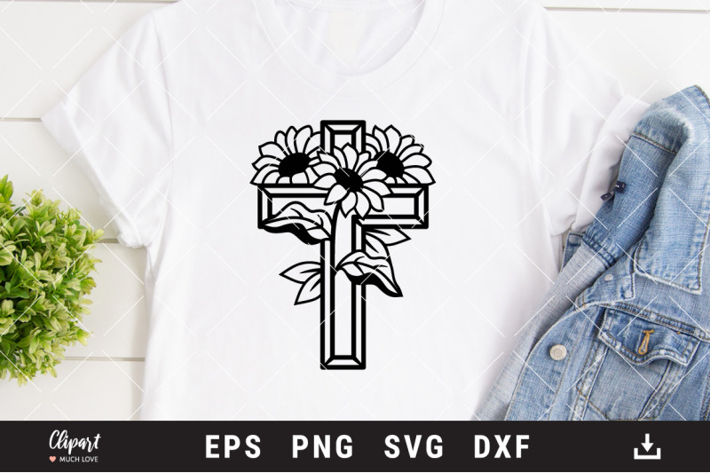 sunflower-cross-svg-religious-svg-dxf-png