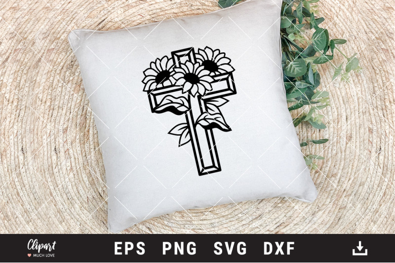 sunflower-cross-svg-religious-svg-dxf-png