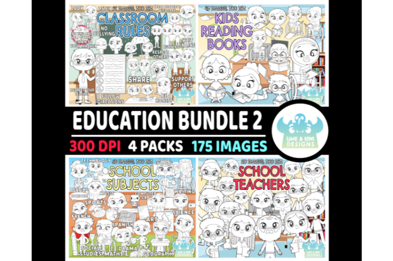education-digital-stamps-bundle-2-lime-and-kiwi-designs