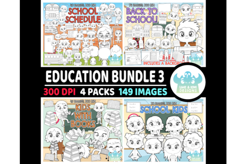 education-digital-stamps-bundle-3-lime-and-kiwi-designs