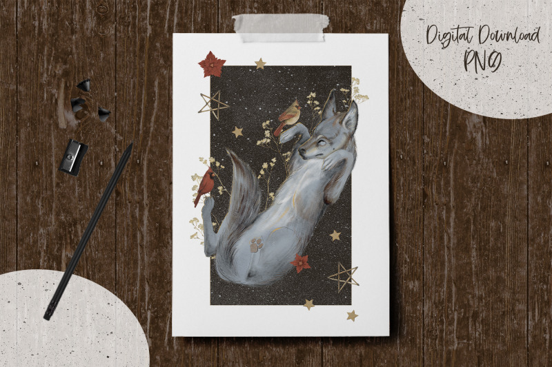 winter-wolf-with-birds-animalistic-print-png