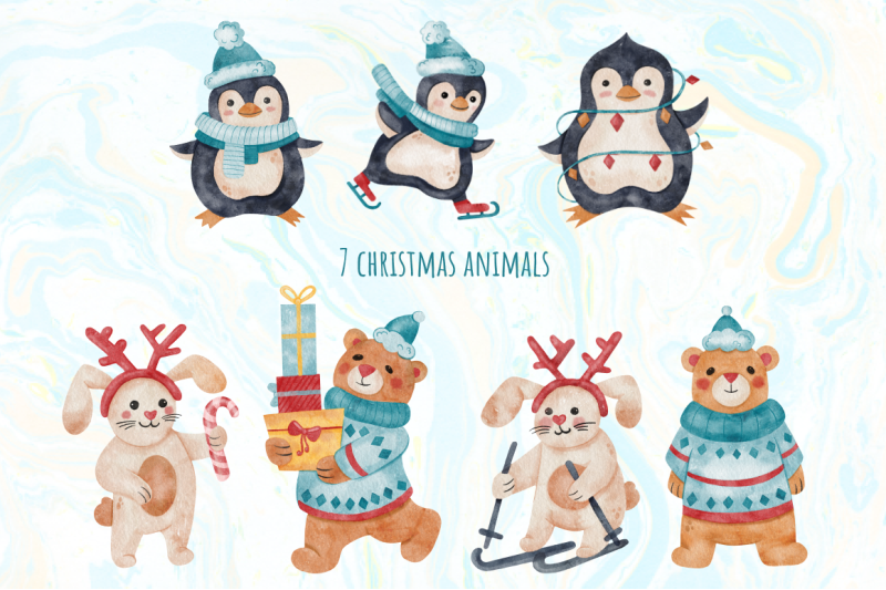 christmas-animals-watercolor-new-year-elements
