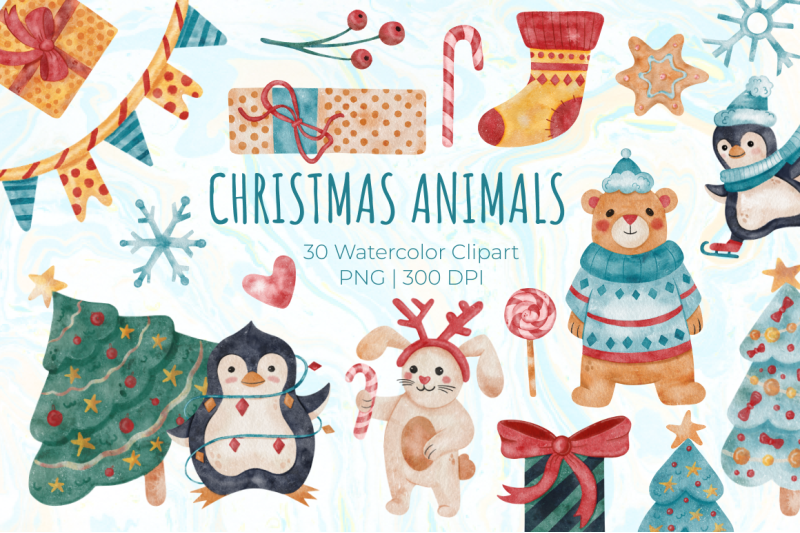 christmas-animals-watercolor-new-year-elements