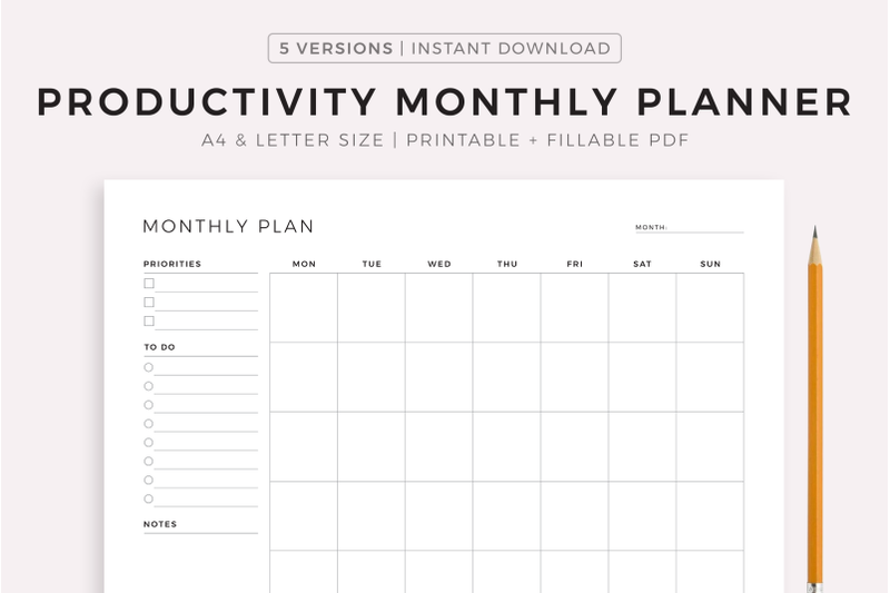 monthly-planner-productivity-planner-monday-amp-sunday-start