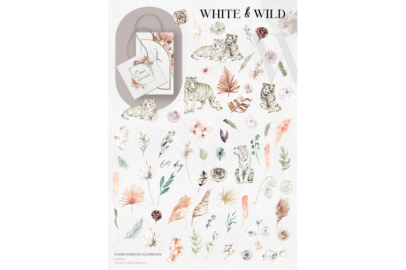 watercolor-boho-tropical-clipart-white-tigers-clipart-wild-animals