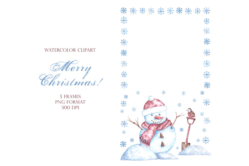 christmas-watercolor-clipart-wreath-new-year-winter-snowman-house