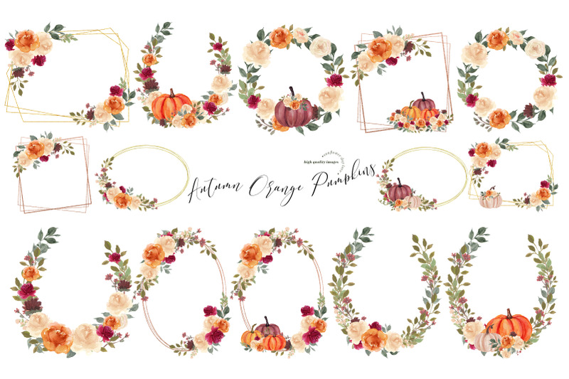 rustic-burnt-orange-pumpkin-bundle-clipart-watercolor-fall-autumn