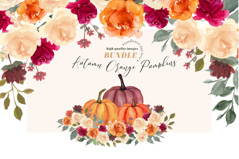 rustic-burnt-orange-pumpkin-bundle-clipart-watercolor-fall-autumn