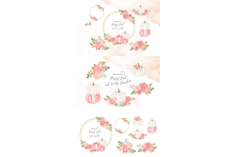 pastel-pink-amp-gold-glitter-flowers-pumpkin-clipart-geometric-frame