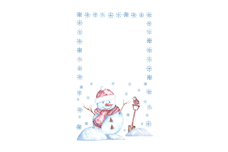 snowman-watercolor-frame-winter-vacation-christmas-new-year-snow