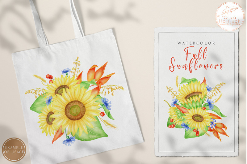 watercolor-sunflower-bouquets-fall-sunflowers-and-cornflowerpng-clipa