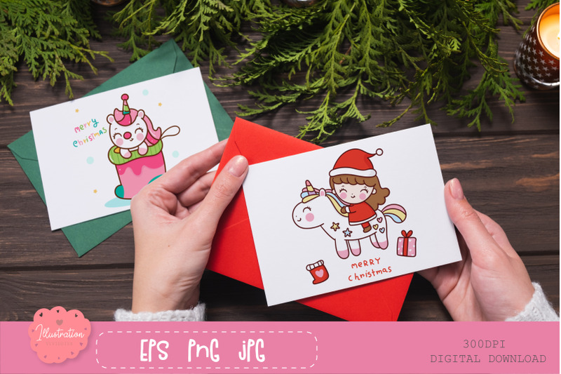 christmas-unicorn-baby-kawaii-stickers-baby-animals-clipart