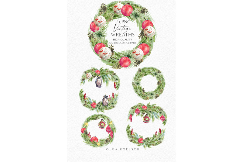 christmas-wreath-clipart-nbsp-watercolor-vintage-red-christmas-decor-png