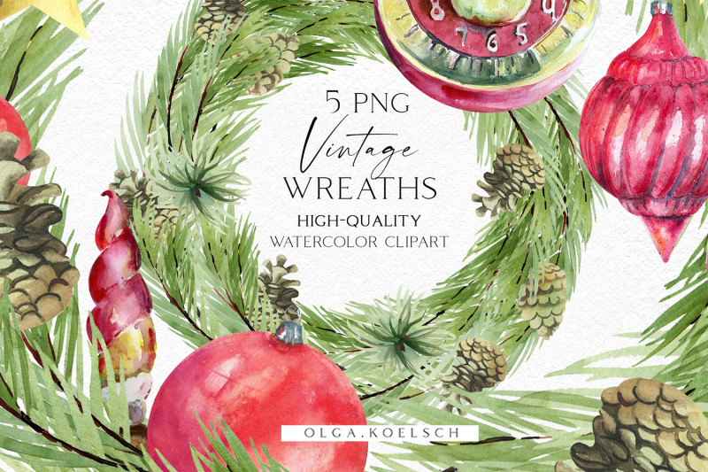 christmas-wreath-clipart-nbsp-watercolor-vintage-red-christmas-decor-png