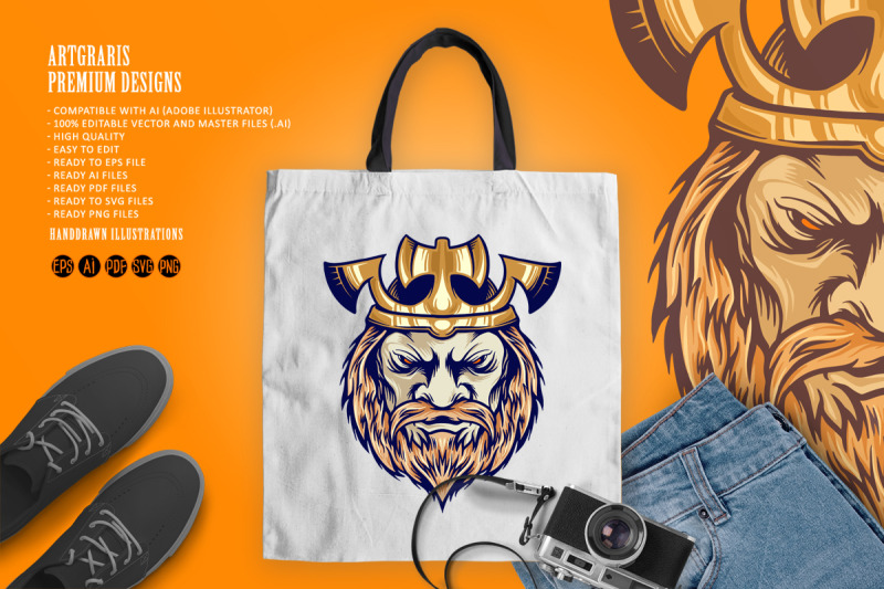 axe-crown-king-viking-head-mascot