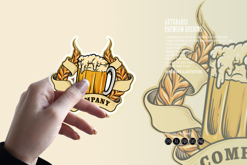 wheats-a-glass-beer-badge-illustrations