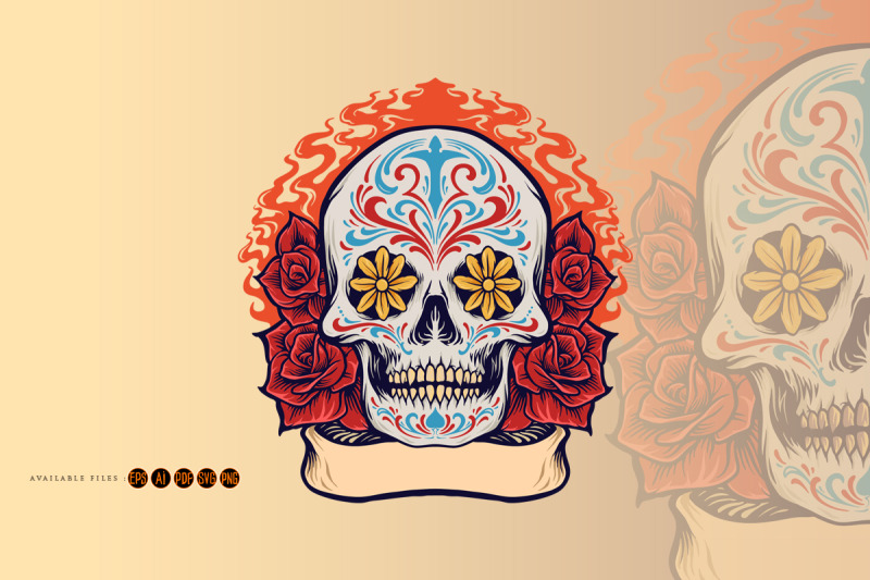 sugar-skull-dia-de-los-muertos-with-roses-and-ribbon