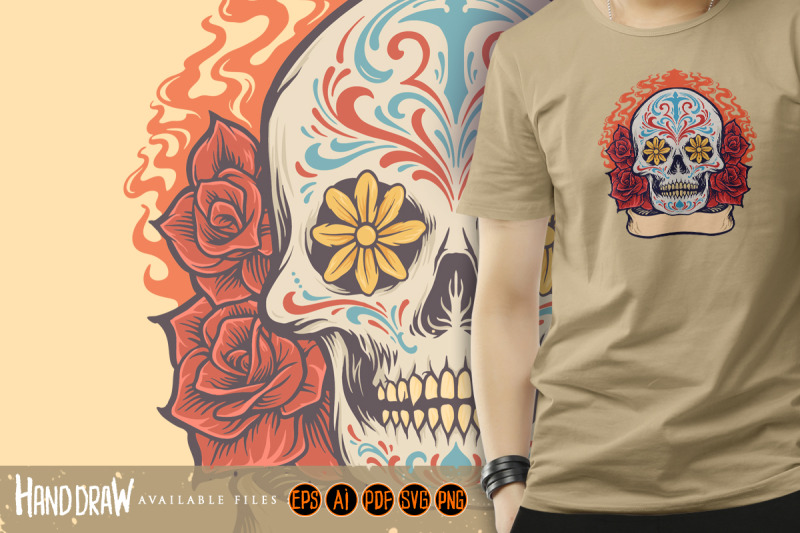 sugar-skull-dia-de-los-muertos-with-roses-and-ribbon