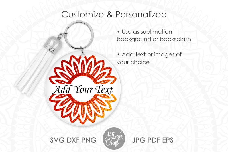 Sunflower keychain SVG, sunflower keyring By Artisan Craft SVG