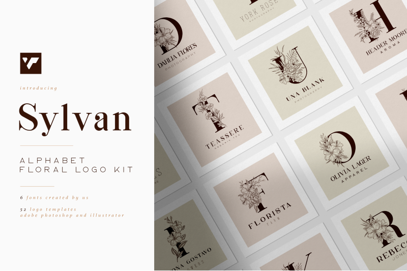 sylvan-floral-logos-fonts-included