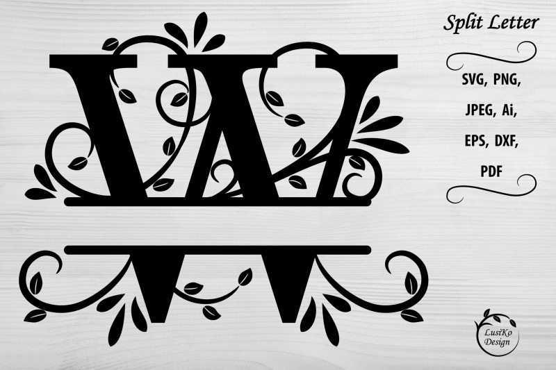 letter-w-split-monogram-letter-w-floral-alphabet-svg-dxf