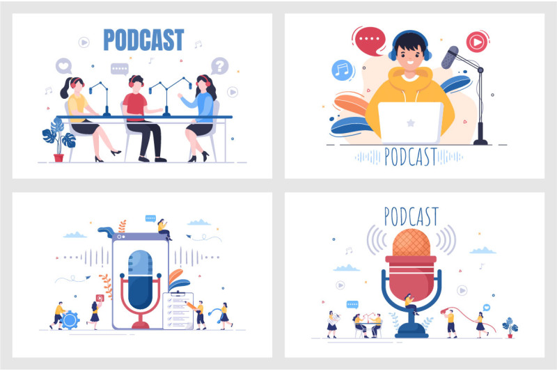 16-podcast-background-vector-illustration