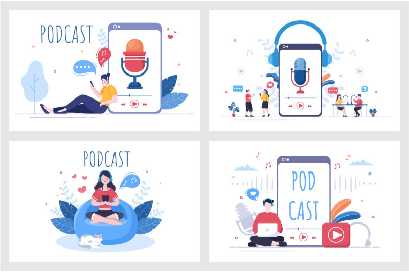 16-podcast-background-vector-illustration