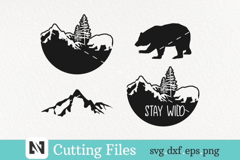 a-bundle-of-bear-and-mountain-silhouette-svg-vector-file
