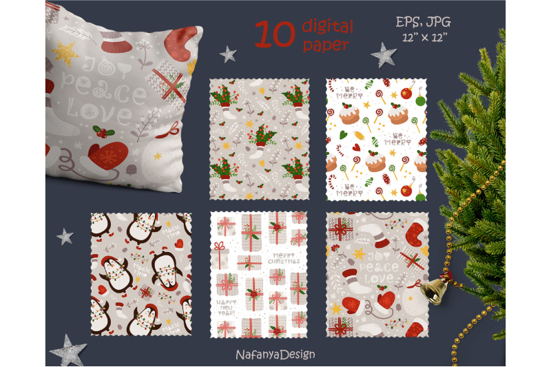 christmas-digital-paper-pack