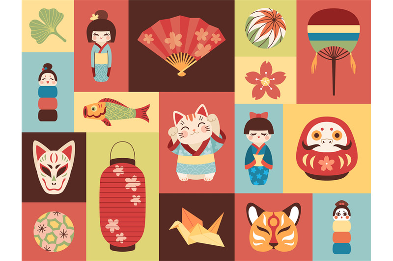 japanese-toys-asian-cultural-elements-mini-banners-with-national-ite