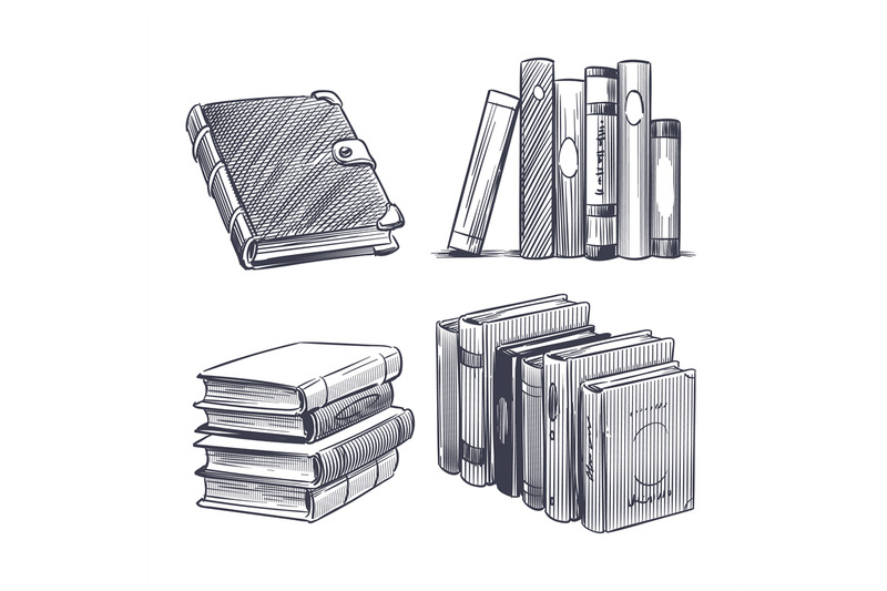 book-hand-drawn-monochrome-notebooks-sketch-library-and-bookstore-dr