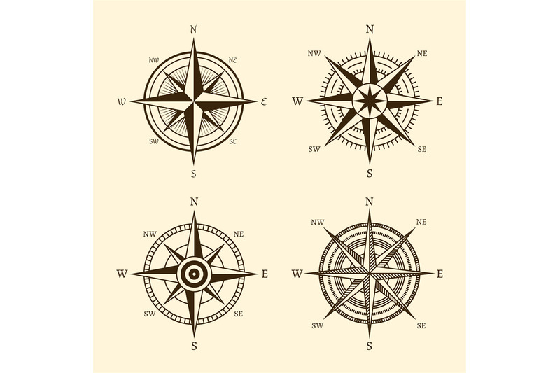 compass-icons-hand-drawn-wind-rose-vintage-style-west-east-and-south