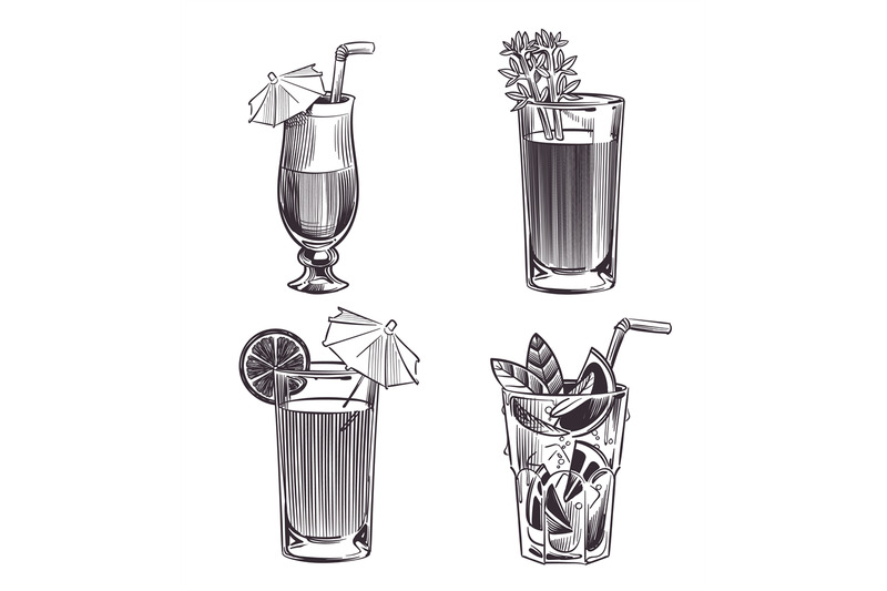 sketch-cocktails-hand-drawn-alcohol-drinks-cold-beverages-set-black