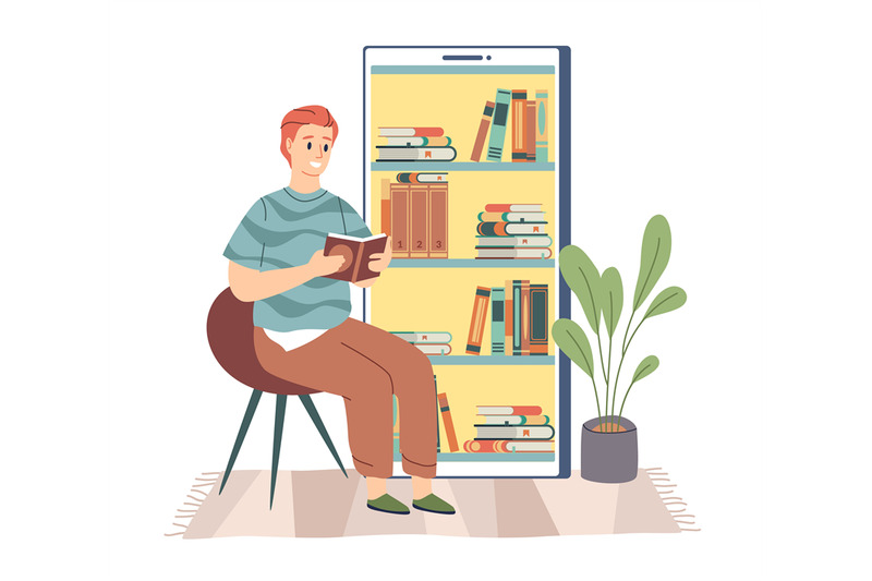electronic-library-young-man-sitting-and-reading-digital-book-booksh