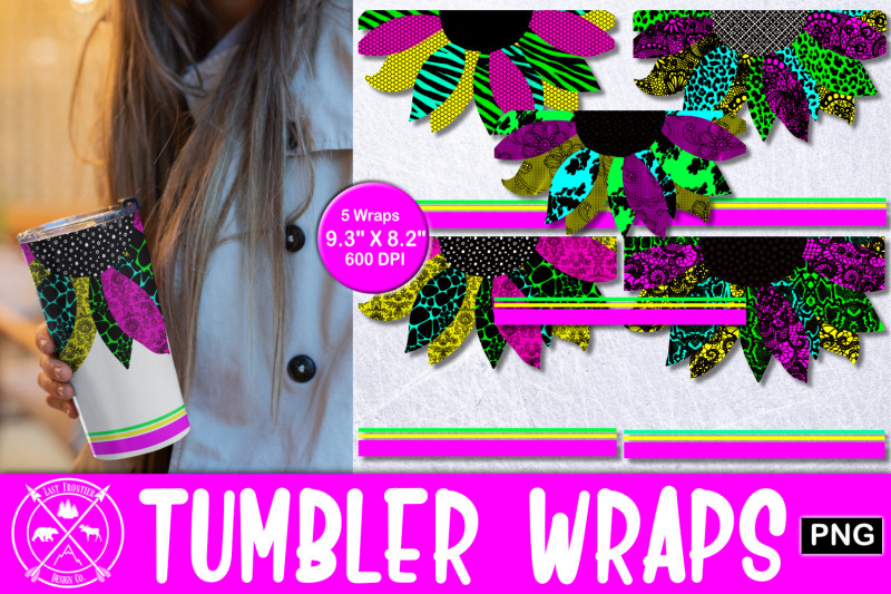 neon-sunflower-skinny-tumbler-wrap-sublimation-tumbler-png
